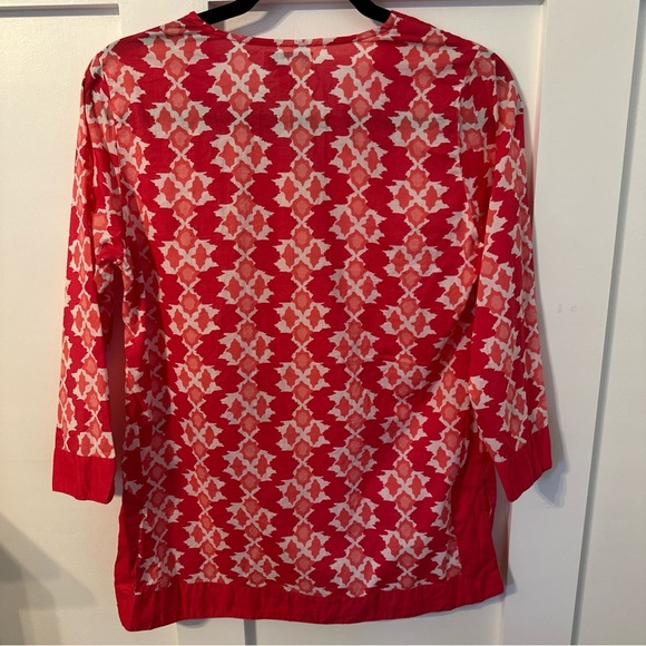 Caribbean Joe Women’s Tunic Top Blouse Size Small Swim Cover Up Pink White - Picture 8 of 9